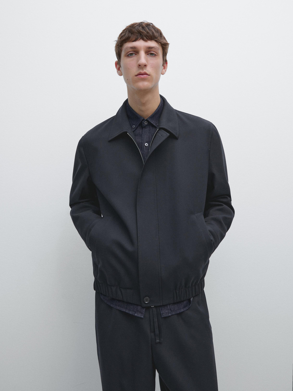 Massimo Dutti Куртка из шерсти, темно-синий