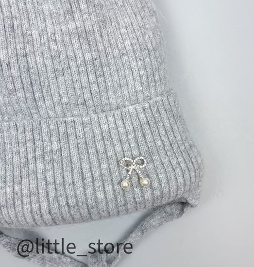 Шапка зимняя "Бантик" Серая