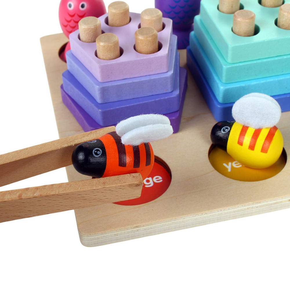 Развивающая игрушка 3 в 1 деревянная (2 вида сортер, рыбалка), коробка C-41640