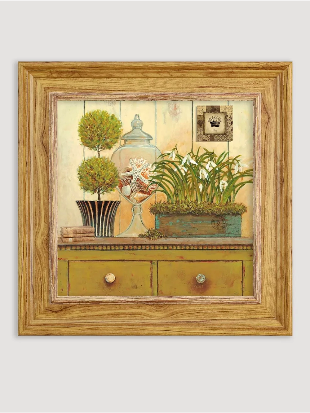 Картина настенная интерьерная в раме "под дерево" 26*26 см