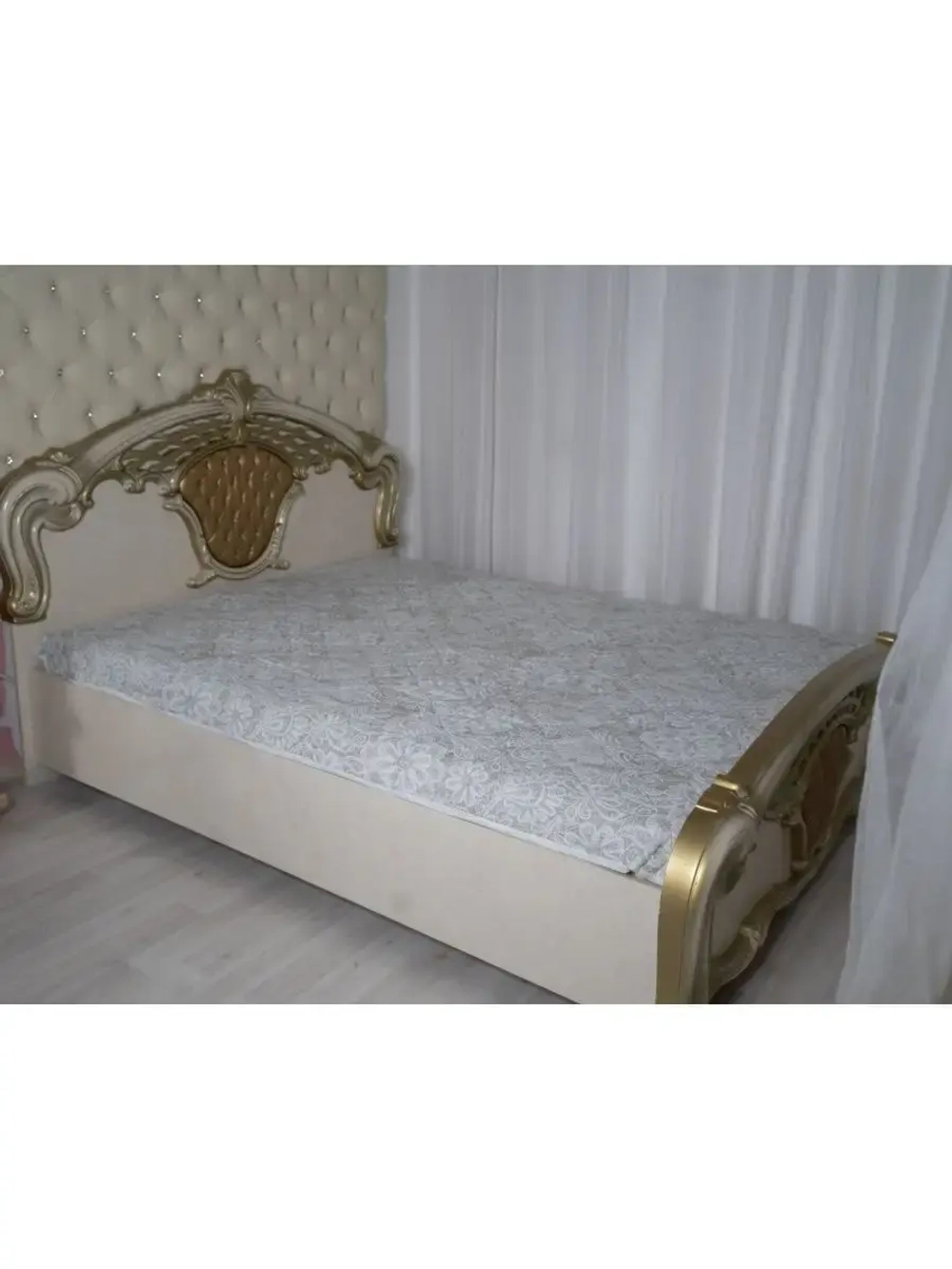 Наматрасник 90х200, на резинках, стёганный, хлопок, лен.