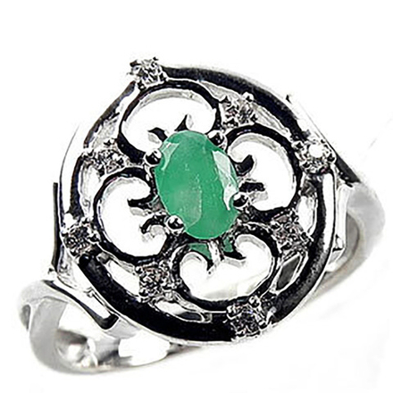 Кольцо "Мелроз" изумруд, циркон