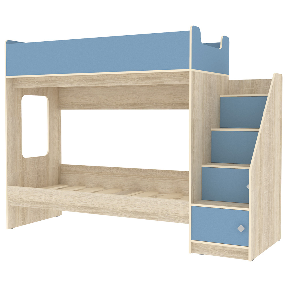 Двухъярусная кровать КарИВи Л-Д602.3 75х190 Дуб Сонома Светло-синий, голубой