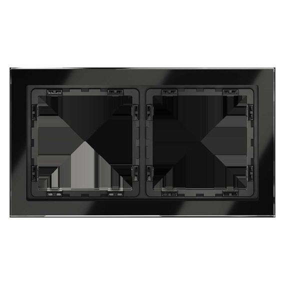 Рамка стеклянная Voltum S70 на 2 поста, (черный,стекло) VLS110208