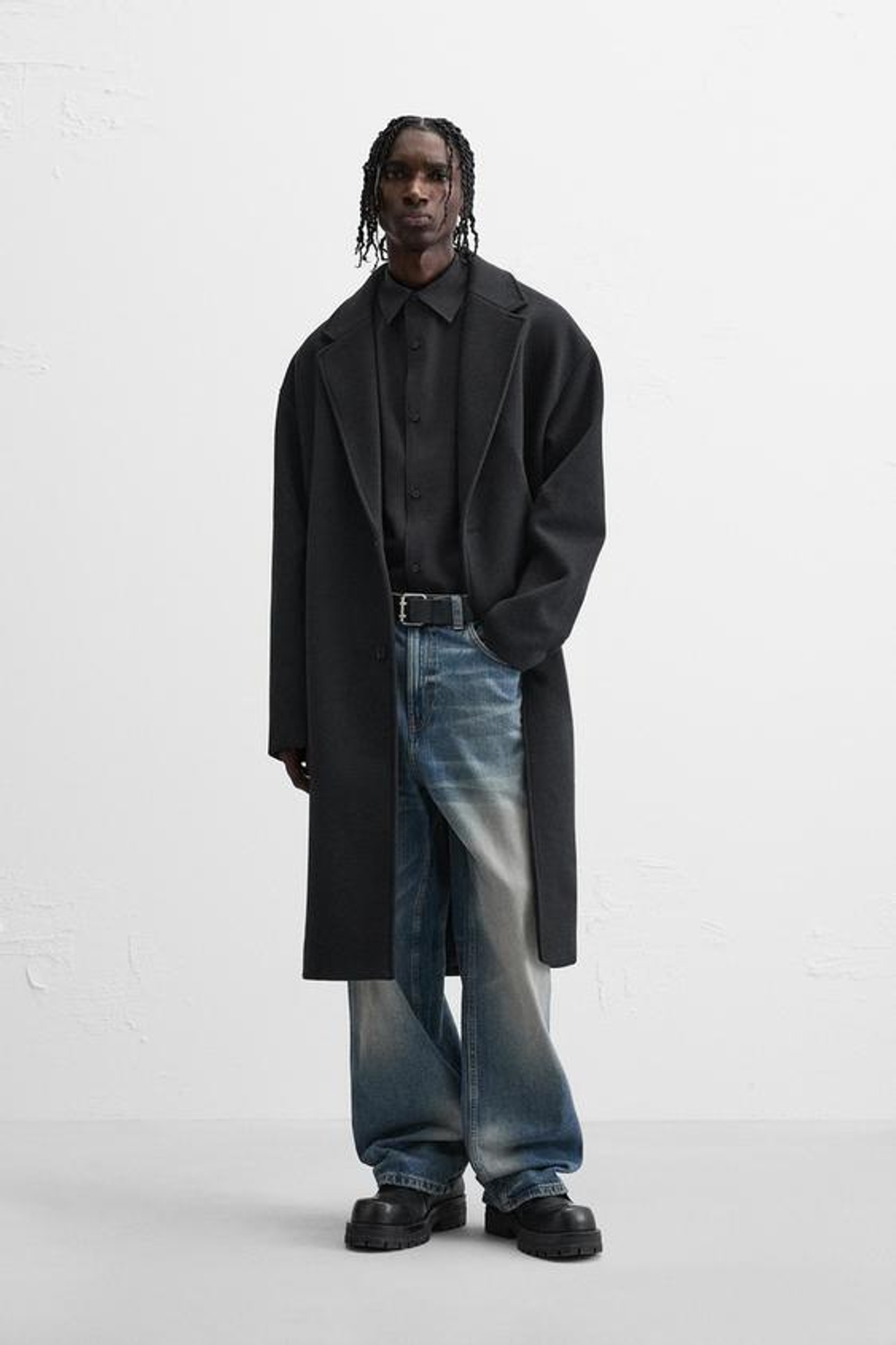 ZARA ПАЛЬТО ОВЕРСАЙЗ, ЧЕРНЫЙ