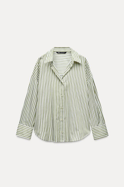 ZARA РУБАШКА ИЗ ПОПЛИНА, ПОЛОСКИ