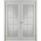 Фото двустворчатой распашной двери Аура светло-серая эмаль со стеклом