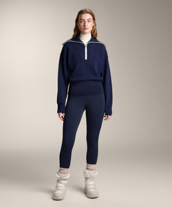 Oysho Свитер с высоким воротником и молнией до уровня груди, синий