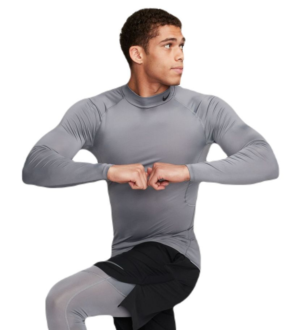 Компрессионка  Nike Pro Dri-FIT фитнес Mock-Neck Long-Sleeve - серый