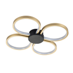 Потолочный светодиодный светильник 80Вт, 5840лм, 3000-6500K, Ra>80, плавная регулировка мощности, изменение цветовой температуры, ночник, пульт, металл/силикон, золото/черный