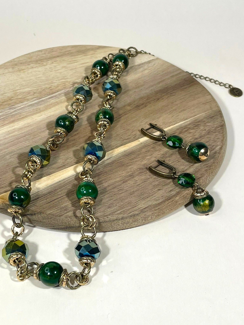 Комплект колье и серьги муранское стекло