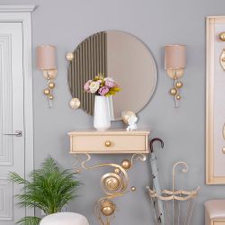 Бра настенный светильник Heri Айвори Мраморное золото левое с абажуром Терра Айвори