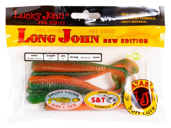 Виброхвосты съедобные LJ Pro Series LONG JOHN 4.2in (10,7 см), цв. T56, 6 шт.