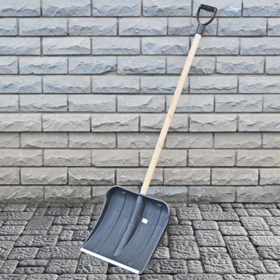 Лопата снеговая "Вьюга №1" 428*490мм с оц.планкой с дерев.черенком 1 сорта и V-образной ручкой