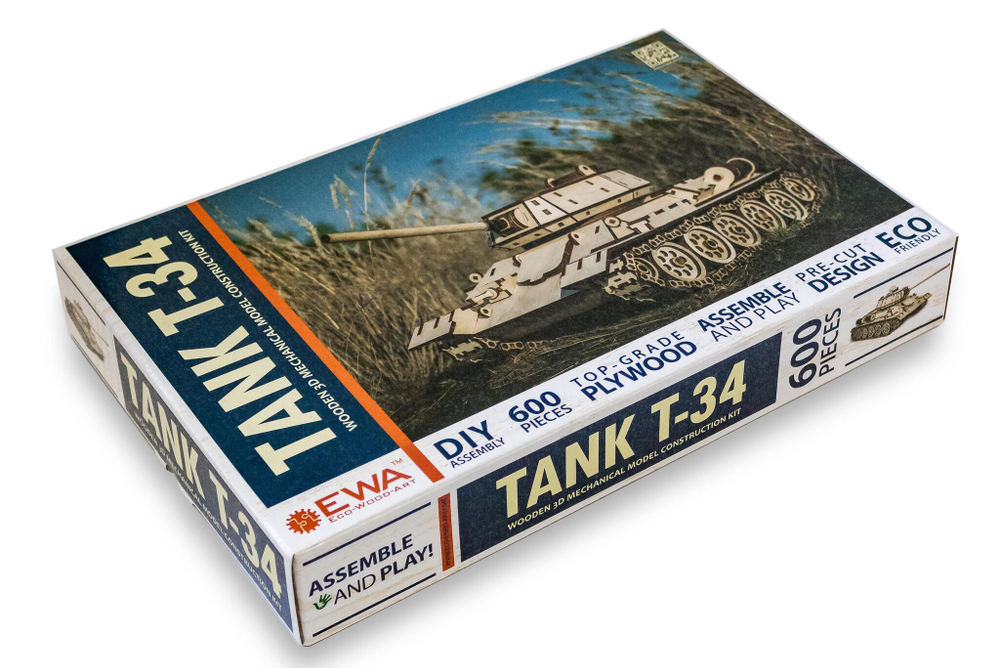 Конструктор деревянный 3D EWA Танк T-34-76