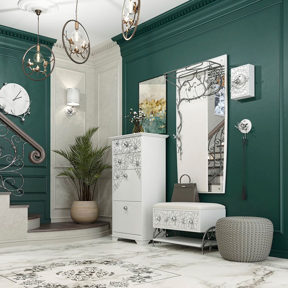 Вешалка настенная Терра (с зеркалом) Айс Античное Серебро