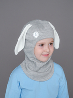 Шлем весенний/осенний вязаный (Жемчужно-серый) БАННИ
