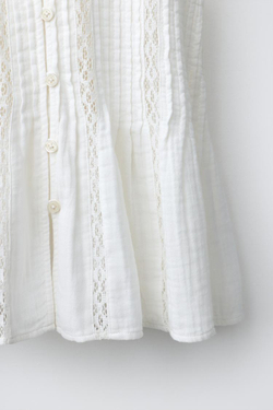 ZARA БЛУЗА С КРУЖЕВОМ И ЗАЩИПАМИ, ЭКРЮ