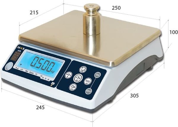 Весы фасовочные/порционные настольные MAS MASter MSC-25, 25кг, 5гр, 250х215, с поверкой