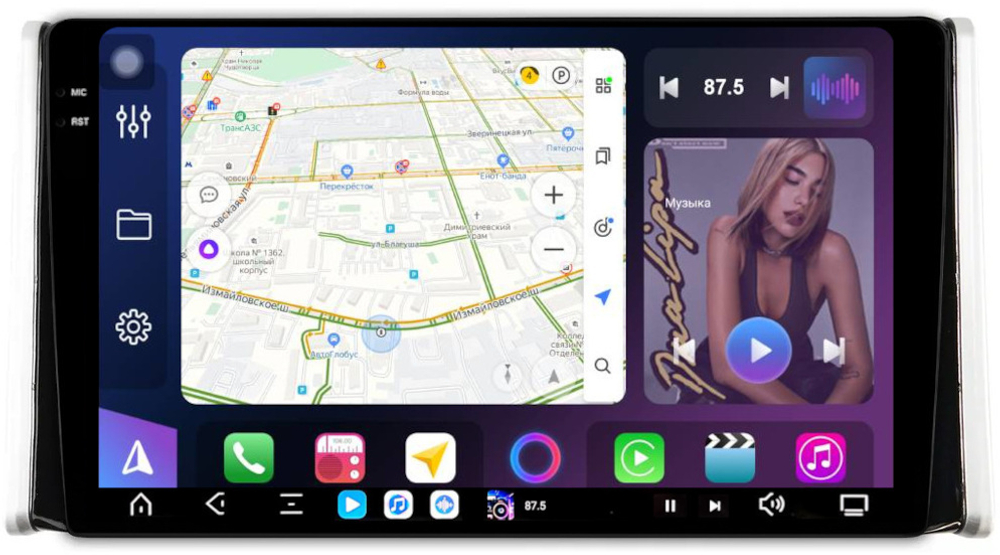 Магнитола для Toyota RAV4 5 2019-2022 (Китай) - FarCar XXL10-8014F4 монитор 10.36" 2K QLED на Android 14, TS20, 8+256Гб, CarPlay, 4G SIM-слот