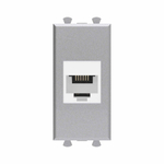 Телефонная розетка RJ-12 без шторки модульная, "Avanti", "Закаленная сталь", 1 модуль