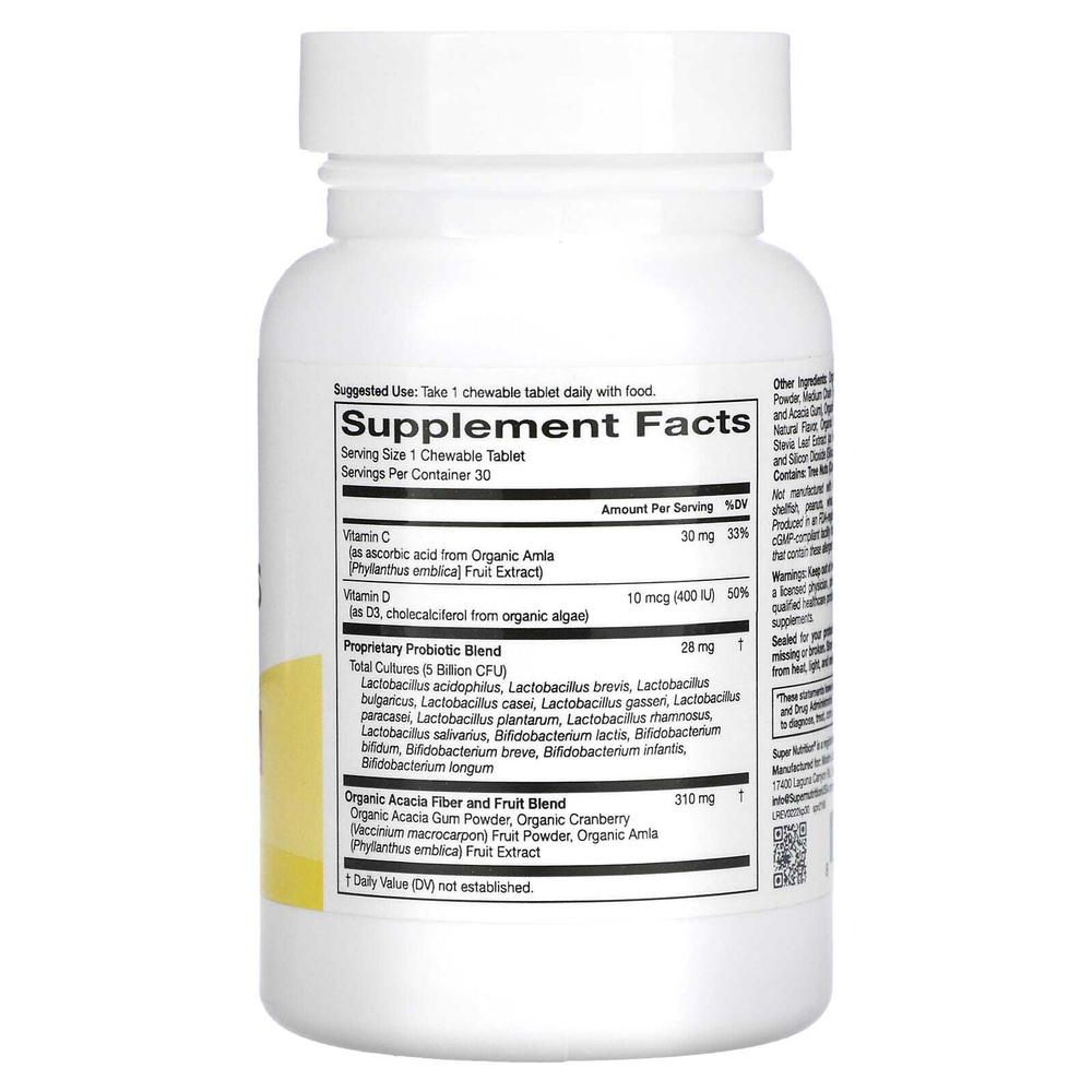 Super Nutrition, пробиотики для детей, со вкусом лесных ягод, 5 млрд КОЕ, 30 жевательных таблеток