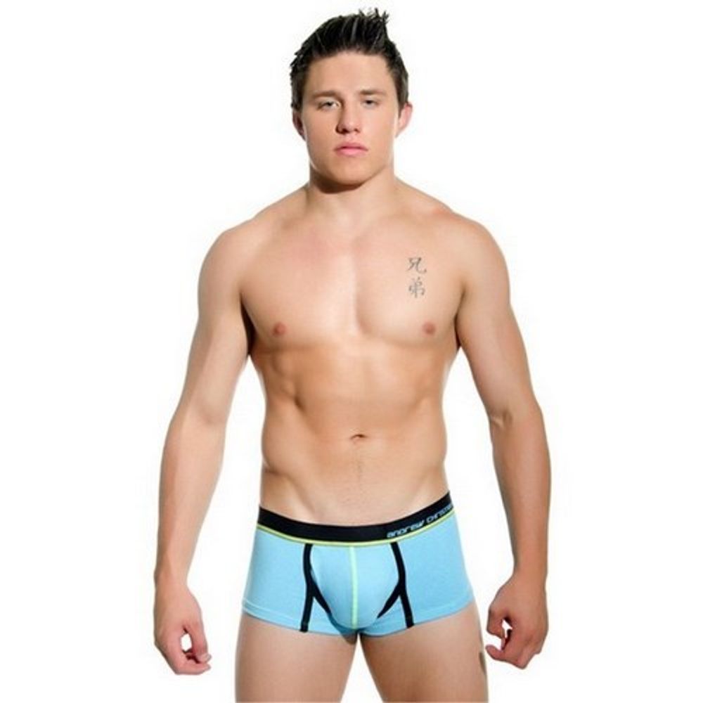 Мужские трусы боксеры голубые Andrew Christian Glow Almost Naked Quirk Boxer хлопок   AC9523