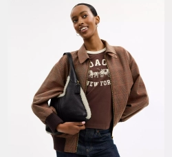 COACH СУМКА ЧЕРЕЗ ПЛЕЧО ИЗ ОВЧИНЫ BROOKLYN 28, ЧЕРНЫЙ