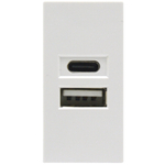 USB зарядное устройство,  2.1A,  Type A + C,  1 мод.,  бел. (22.5х45мм)