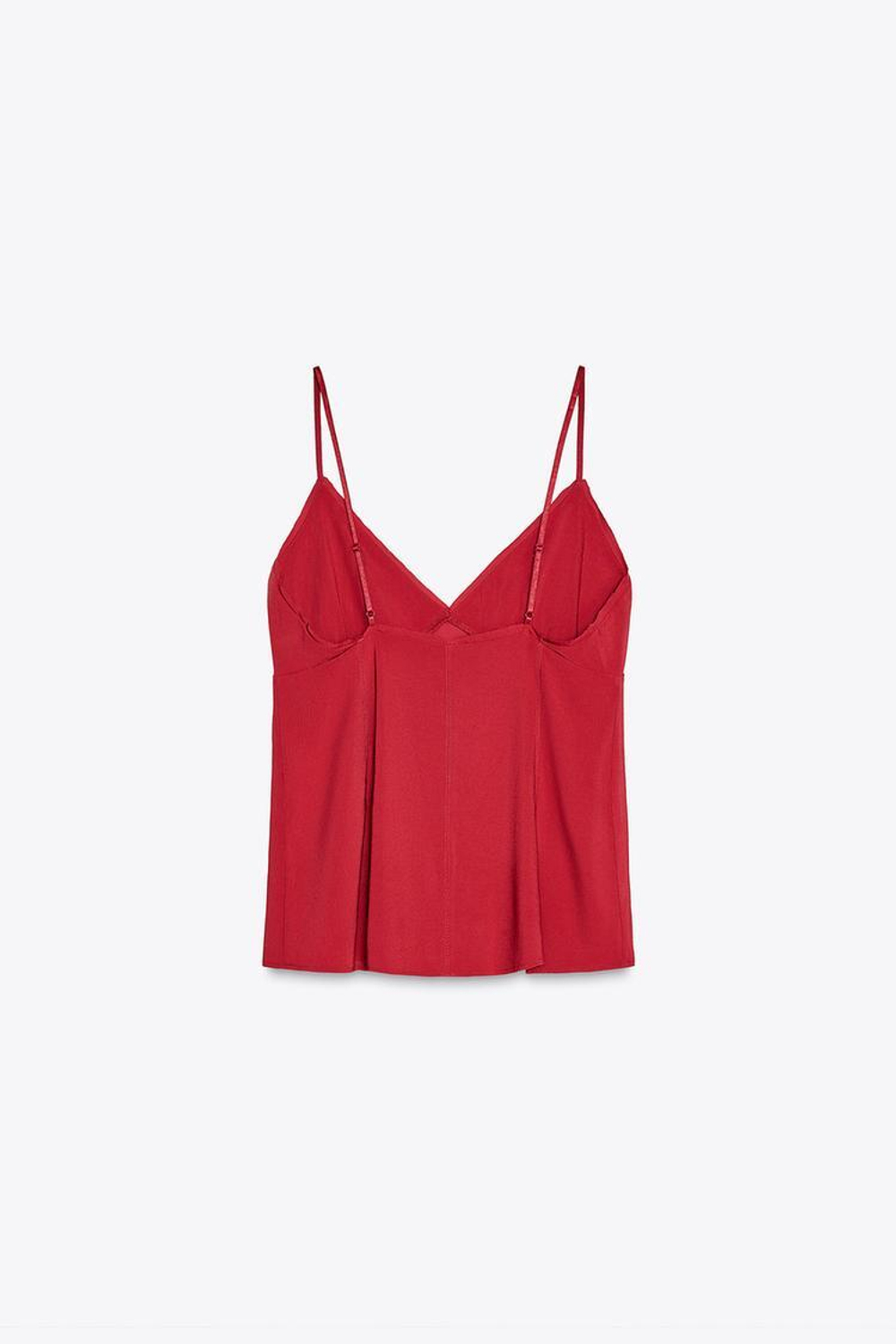 ZARA ТОП С V-ОБРАЗНЫМ ВЫРЕЗОМ, МАЛИНОВЫЙ