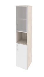 Шкаф-пенал с 2 комплектами дверей, стеклом в раме и нишей Onix