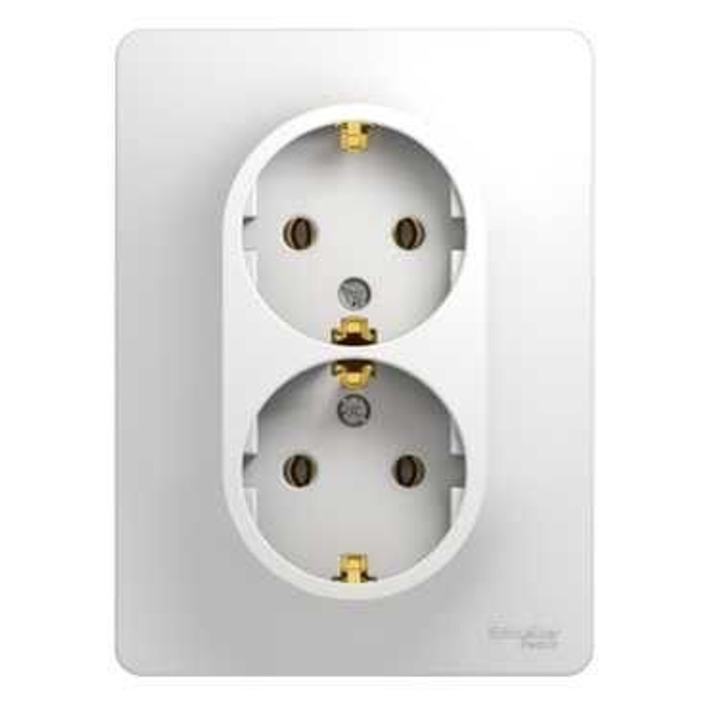 Розетка двойная с з/к, без шторок Glossa GSL 000124 Systeme Electric
