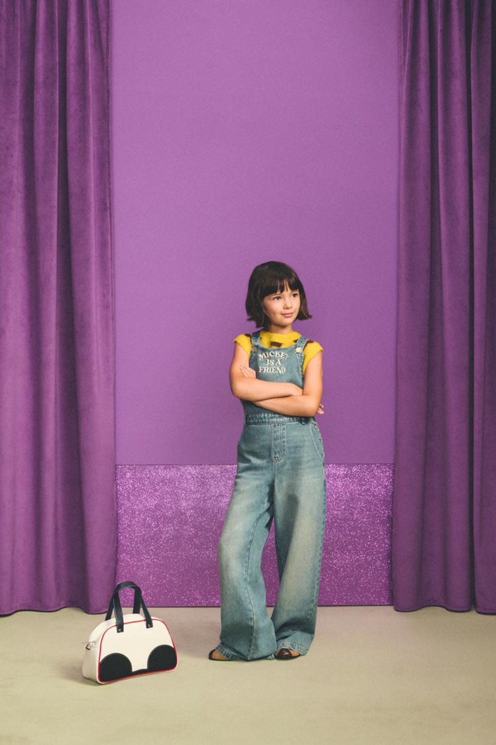 ZARA Х DISNEY ДЖИНСОВЫЙ КОМБИНЕЗОН С ВЫШИВКОЙ MICKEY MOUSE, БИРЮЗОВЫЙ