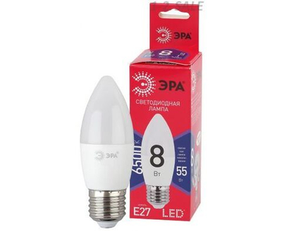Лапочка ЭРА ECO свеча B35 E14 8W(640lm) 6500K 6K 100х37 B35-8W-865-E14 5888, 1 шт.