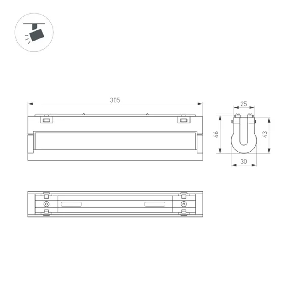 Светильник MAG-VIBE-FLAT-TURN-L305-12W Warm3000 (BK, 110 deg, 48V) (Arlight, IP20 Металл, 5 лет) 044443