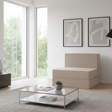 Кресло кровать раскладное с кантом бескаркасное 200х90 (милк Вивальди)