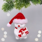 Елочная игрушка «Зимний снеговик» 6*6*11 см, красный