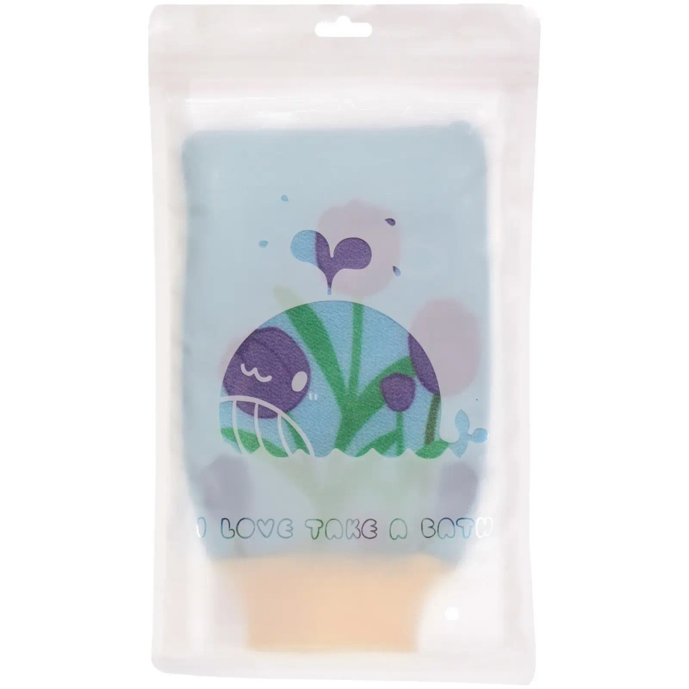 Мочалка - варежка массажная «Premium - KASKATA», цвет голубой, 24*15см (ZIPпакет)