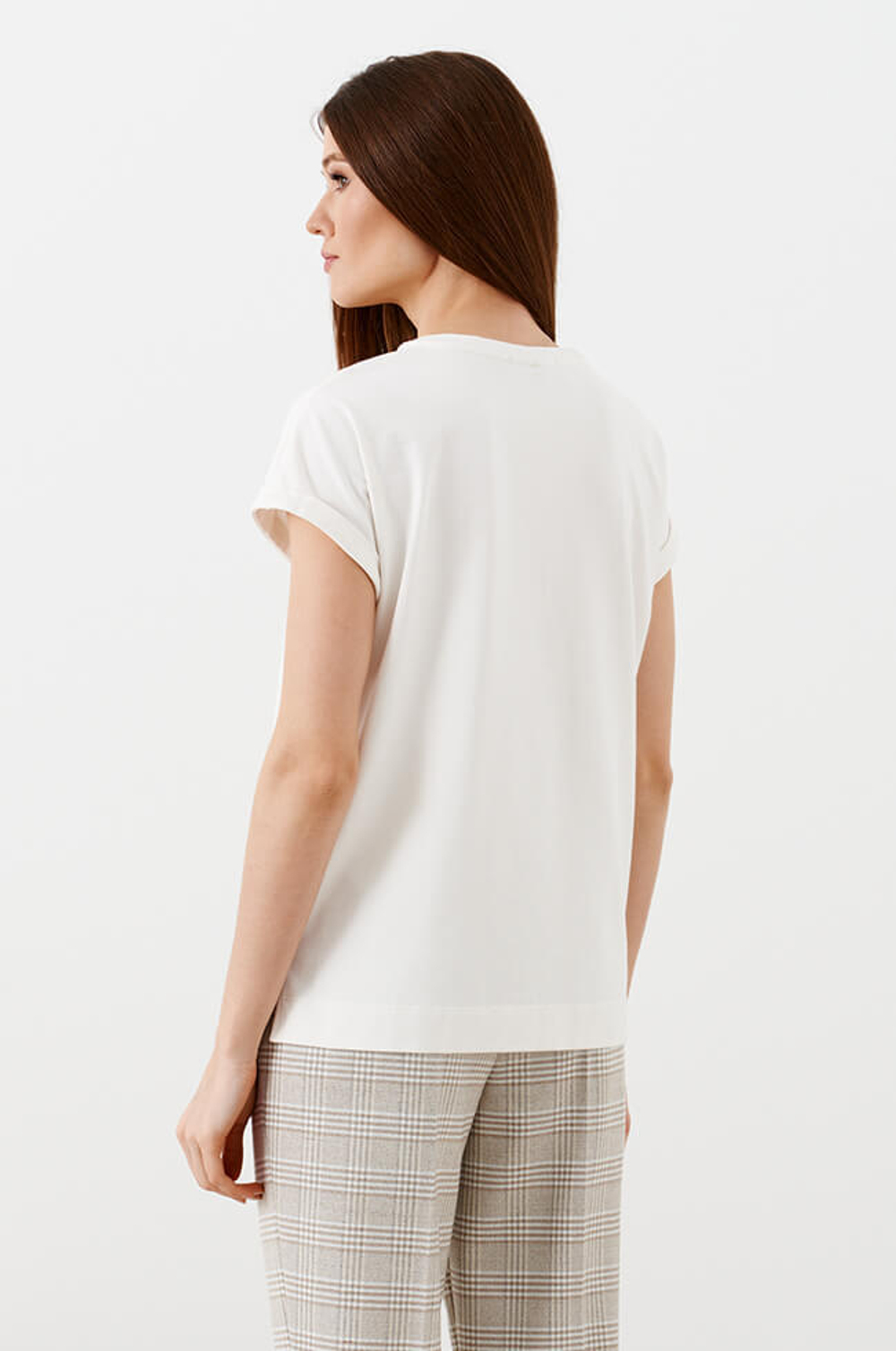 22857 Джемпер женский (молочный с дымчато-розовой печатью)