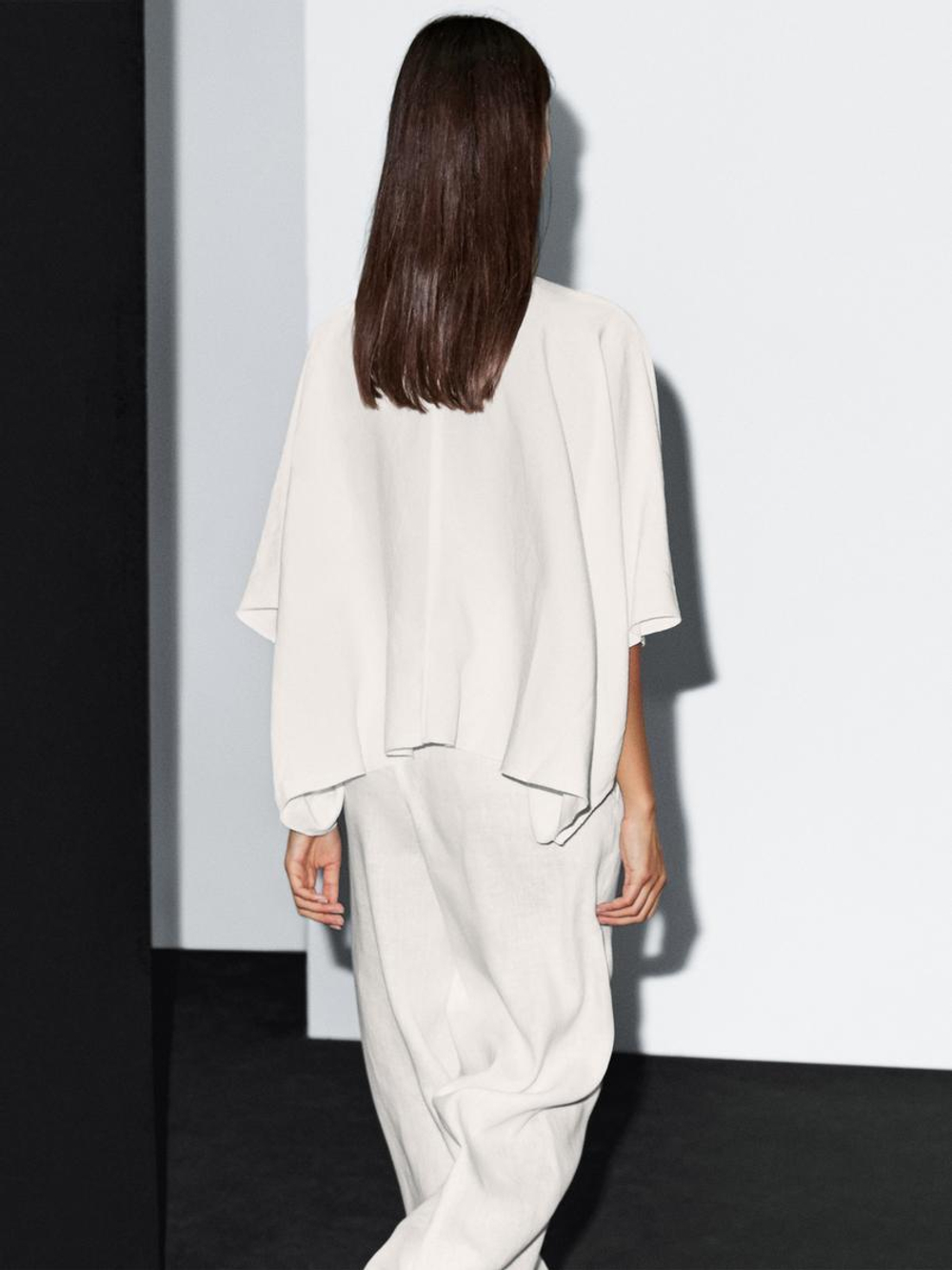 Massimo Dutti Короткая накидка с декоративными швами, белый