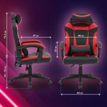 Кресло компьютерное CROMEX "Start GM-105", две подушки, экокожа, черное/красное, 532957