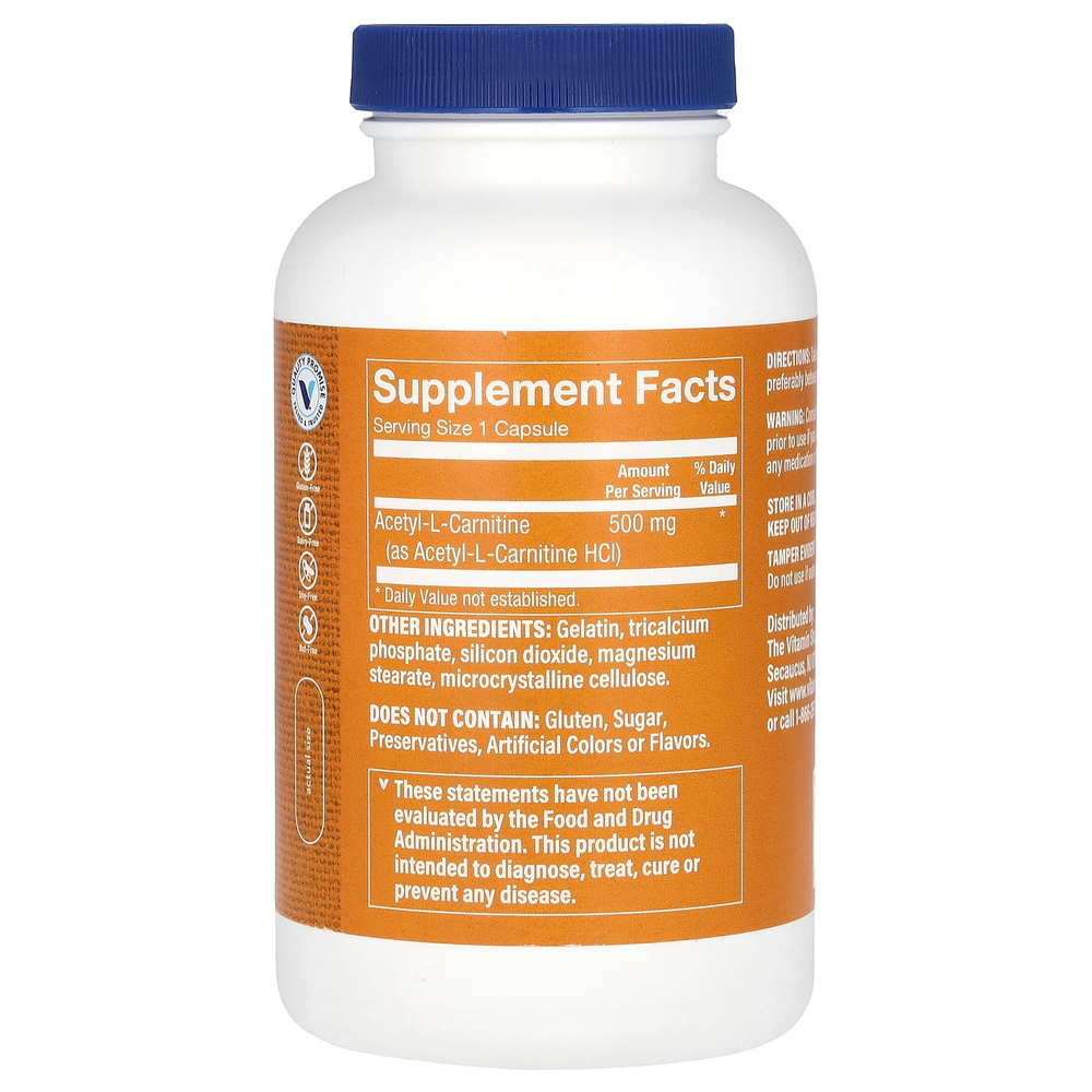 The Vitamin Shoppe, ацетил-L-карнитин, 500 мг, 240 капсул