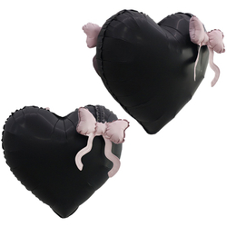 Сердце "Черное с розовым бантиком" 56 см
