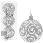 Новогодние шары 7см (набор 3шт) «Зимние узоры», серебро