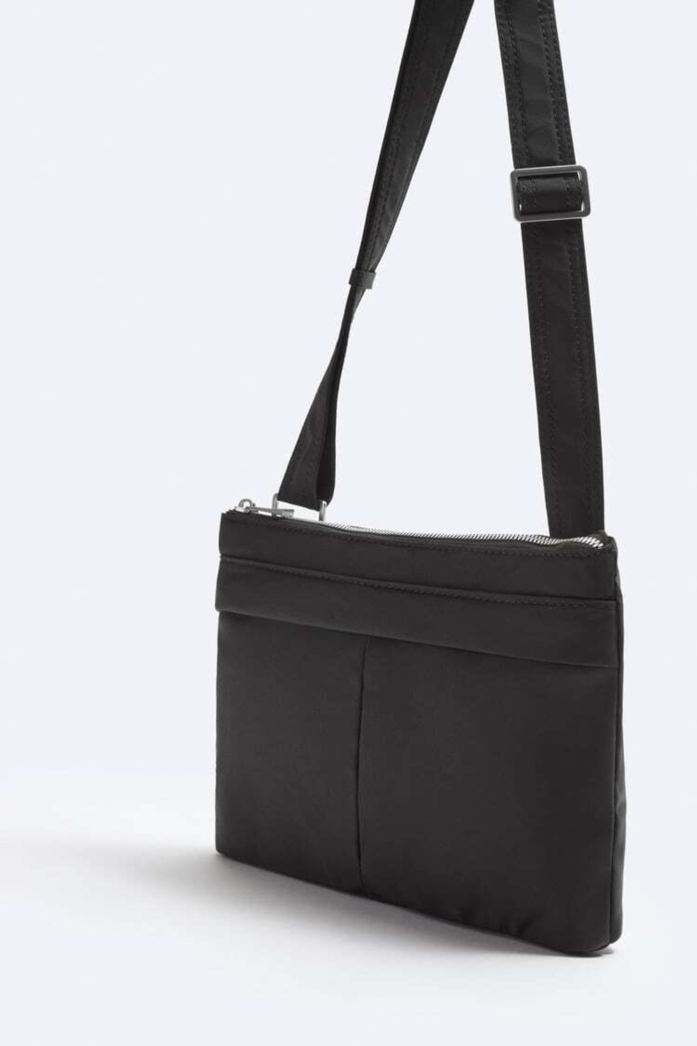 ZARA НЕЙЛОНОВАЯ СУМКА С КАРМАНАМИ, ЧЕРНЫЙ