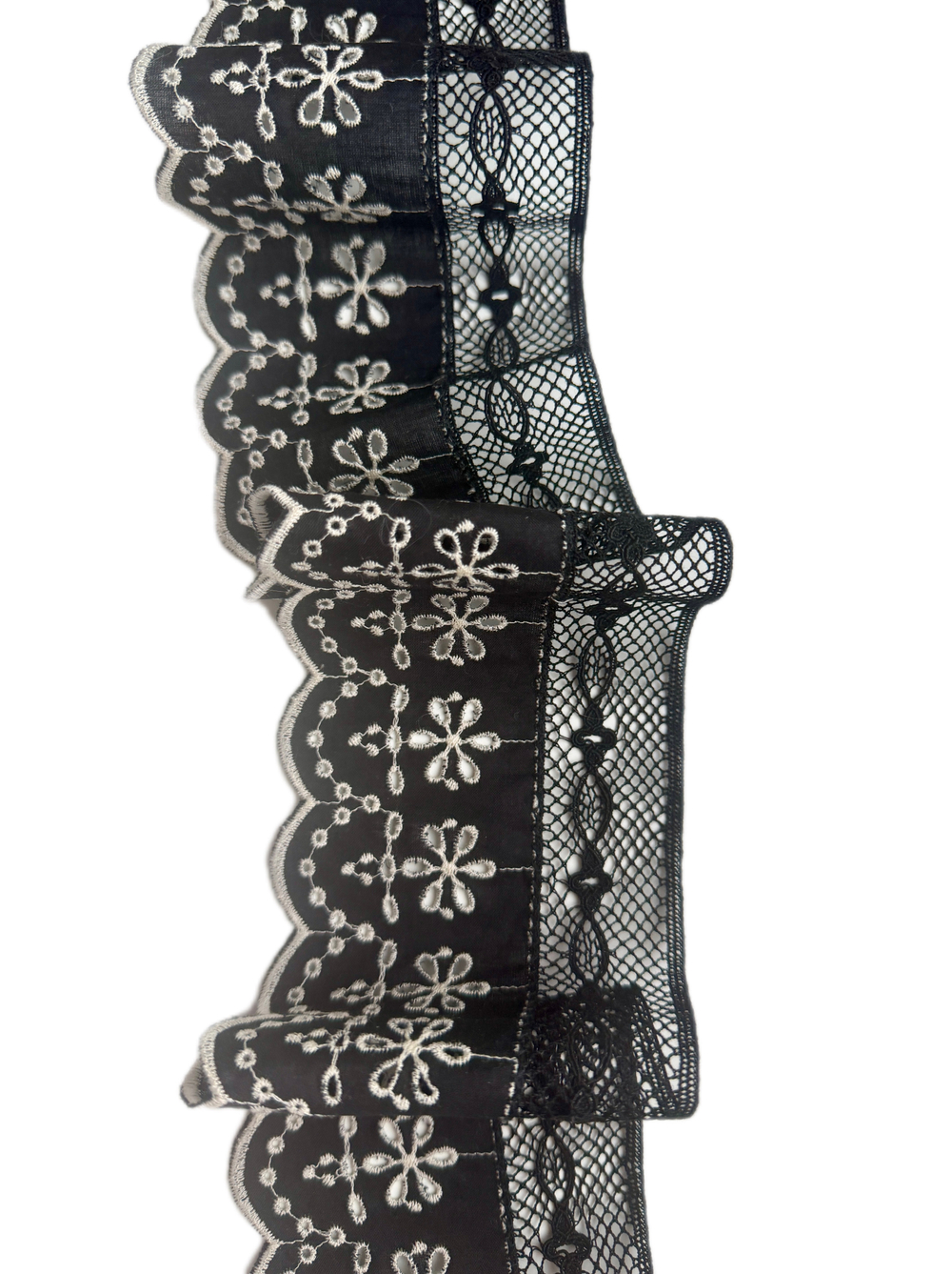 Кружево хлопковое Ришелье с ажурной сетчатой кромкой ш-8см Италия