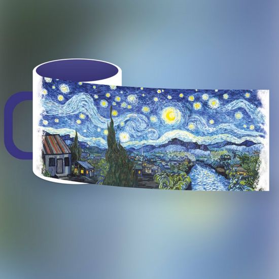 Кружка керамическая объем 330мл, Винсент ван Гог "Звездная ночь" (синяя)
