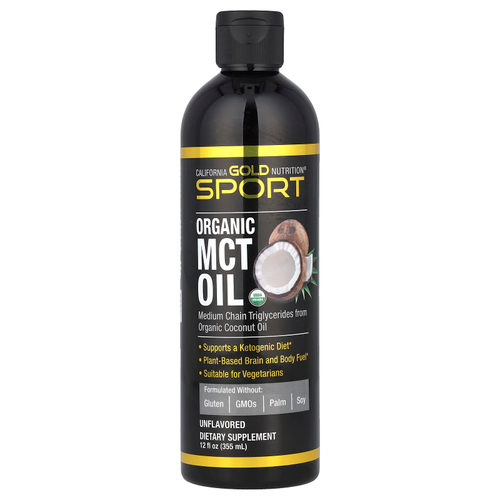 California Gold Nutrition, Sport, органическое масло MCT, без добавок, 355 мл (12 жидк. унций)