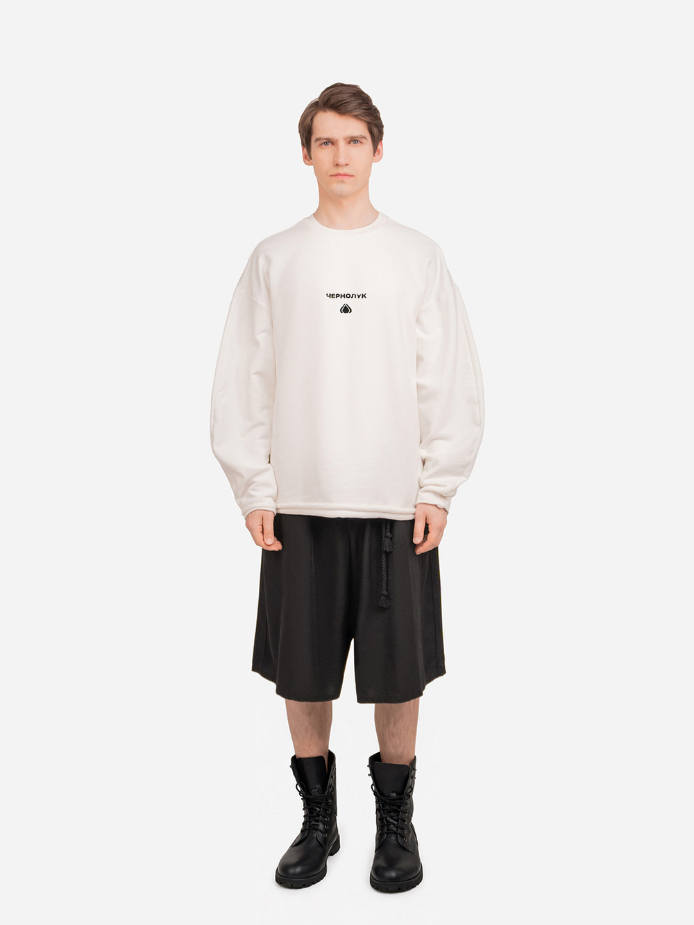 Свитшот из футера "Тишина". Молочный