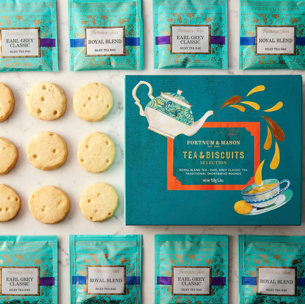 Fortnum & Mason Tea & Biscuit Gift Set подарочный набор чай и печенье, английский чайный набор 150г